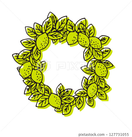 Lemon wreath, classic style illustration Lemon wreath, classic style illustration 127731055