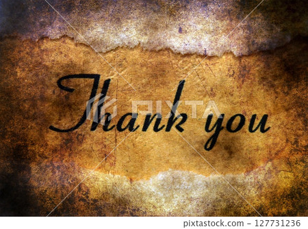 Thank you text on grunge background 127731236