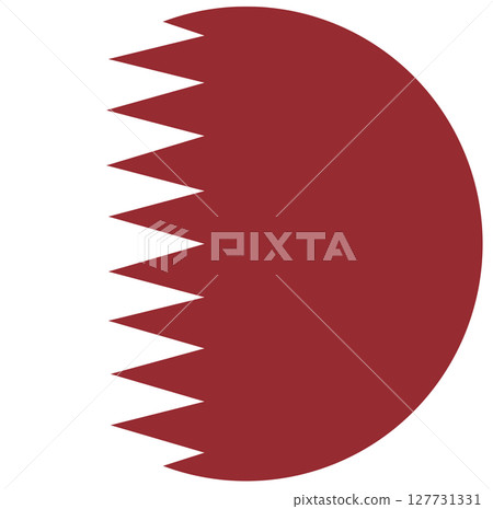 Qatar flag in circle frame, round icon, badge, button. 127731331