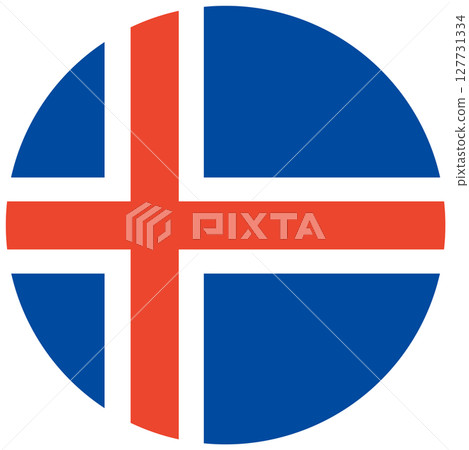 National flag of Iceland isolated in circle. National flag of Iceland isolated in circle. 127731334