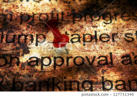 Push pin on approval text 127731340