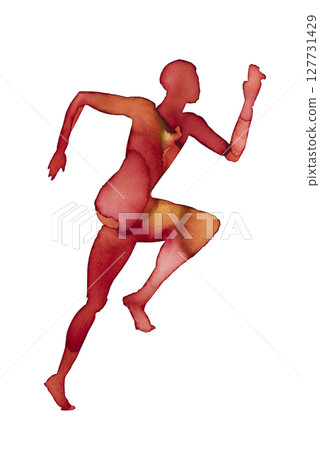 Dynamic running pose captured in vibrant watercolor illustration Dynamic running pose captured in vibrant watercolor illustration 127731429