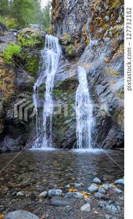 faery falls near mount shasta california in autumn 127732182