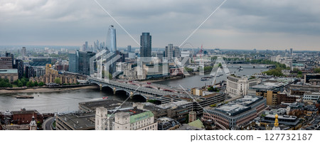 aeriall view of london on partially sunny day aeriall view of london on partially sunny day 127732187