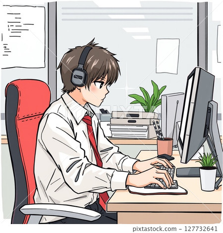 一邊使用電腦一邊聽音樂 127732641