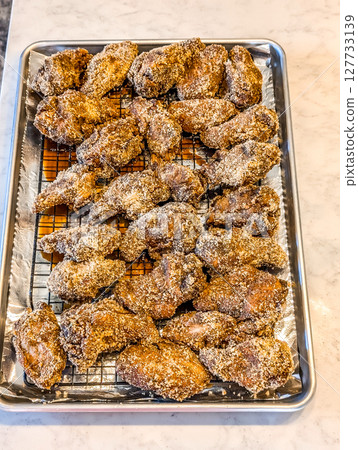 chicken wings appetizer on baking tray chicken wings appetizer on baking tray 127733139