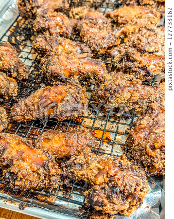 chicken wings appetizer on baking tray chicken wings appetizer on baking tray 127733162
