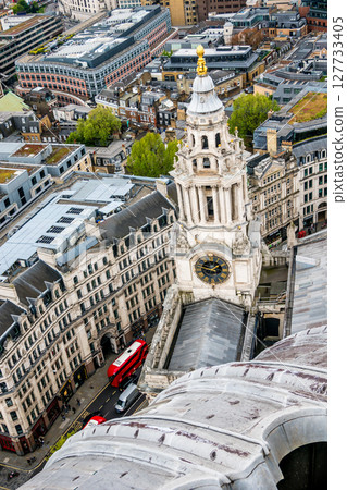 aeriall view of london on partially sunny day 127733405
