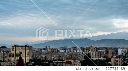 Scenic views of bishkek city skyline and mountains in kyrgyzstan Scenic views of bishkek city skyline and mountains in kyrgyzstan 127733489