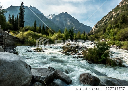 beautiful nature scenes around ala-archa gorge in kygyzstan beautiful nature scenes around ala-archa gorge in kygyzstan 127733757