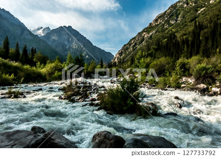 beautiful nature scenes around ala-archa gorge in kygyzstan 127733792
