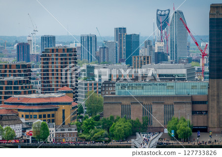 aeriall view of london on partially sunny day aeriall view of london on partially sunny day 127733826