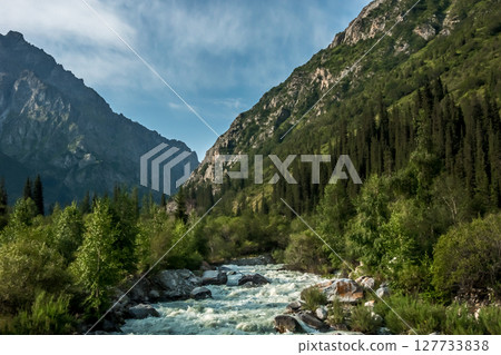 beautiful nature scenes around ala-archa gorge in kygyzstan beautiful nature scenes around ala-archa gorge in kygyzstan 127733838