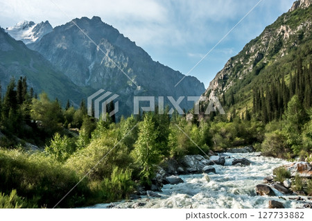 beautiful nature scenes around ala-archa gorge in kygyzstan beautiful nature scenes around ala-archa gorge in kygyzstan 127733882