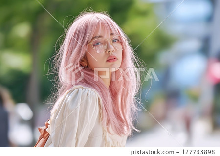 染成粉紅色頭髮的女人——AI 生成的圖像 127733898