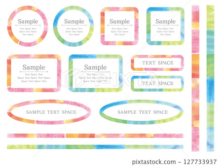 一組 14 個水彩風格的紋理框架和線條，採用深色暖色和冷色 127733937