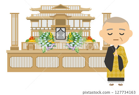 Simple altar and monk image illustration Simple altar and monk image illustration 127734163