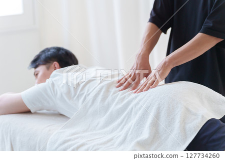 A chiropractor performing a treatment on a patient 127734260