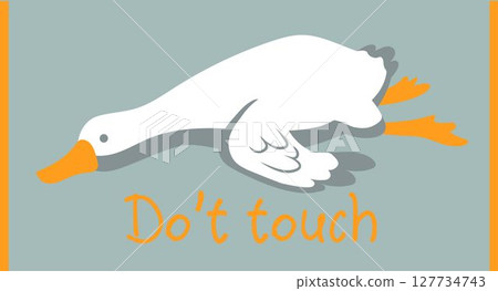 Print Illustration of a goose in vector Print for a towel for children Print Illustration of a goose in vector Print for a towel for children 127734743