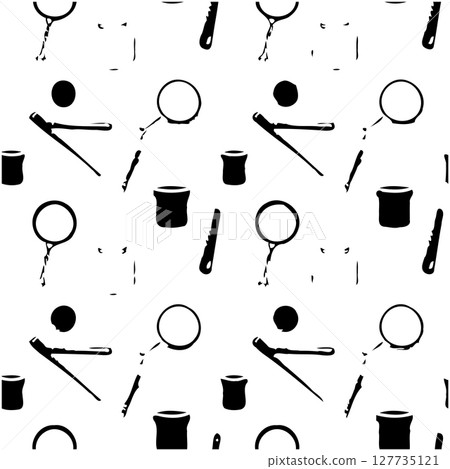 Monochrome sewing pattern with vintage tools for tailor and seamstress crafting Monochrome sewing pattern with vintage tools for tailor and seamstress crafting 127735121