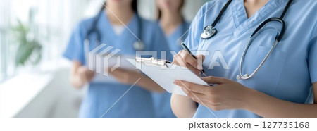Medical banner design: ultra slim format, health treatments, clinical trials, patient care, mutual understanding, innovative solutions, respectful approach, healthcare experiments, advanced wellness 127735168