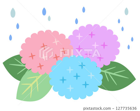 繡球花和雨，雨季，向量圖 127735636