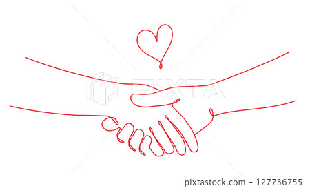 握手和心臟插圖,線條畫,線條藝術,紅色 握手和心臟插圖,線條畫,線條藝術,紅色 127736755