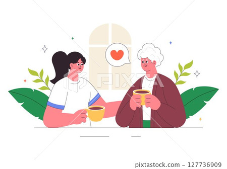 Elderly Care Services Vector Illustration Featuring Life with a Caregiver, Nursing Home, Assisted Living, and Support in a Flat Style Background Elderly Care Services Vector Illustration Featuring Life with a Caregiver, Nursing Home, Assisted Living, and Support in a Flat Style Background 127736909