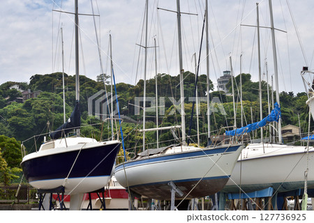 Yachts moored at Enoshima Yacht Harbor Yachts moored at Enoshima Yacht Harbor 127736925