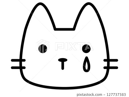 哭泣的可愛貓臉圖標 127737383