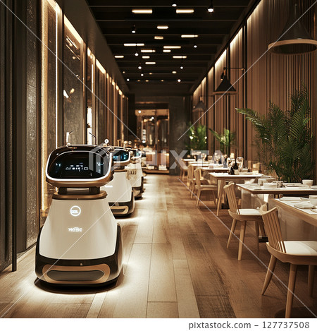 Futuristic restaurant introduces food delivery robot Futuristic restaurant introduces food delivery robot 127737508