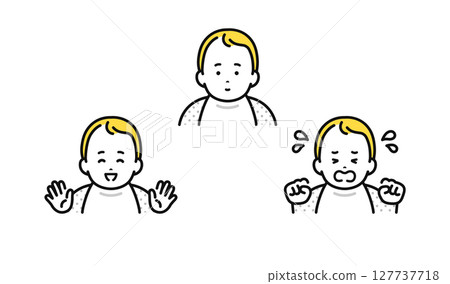 嬰兒臉部表情圖示插圖集 嬰兒臉部表情圖示插圖集 127737718