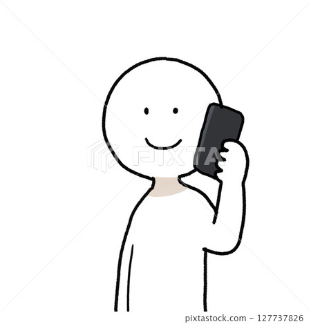 一個人用智慧型手機打電話的插圖 127737826