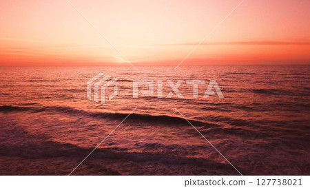 Aerial view of beach at sunset Aerial view of beach at sunset 127738021