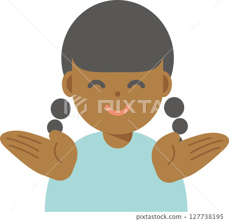 Illustration of a smiling woman with her arms outstretched 127738195