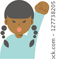 Illustration of an angry woman with her fist raised 127738205