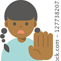 Illustration of a woman refusing or stopping 127738207
