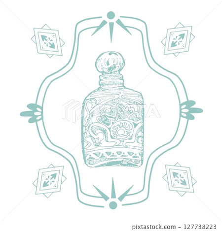 裱框香水瓶,淺藍色 裱框香水瓶,淺藍色 127738223