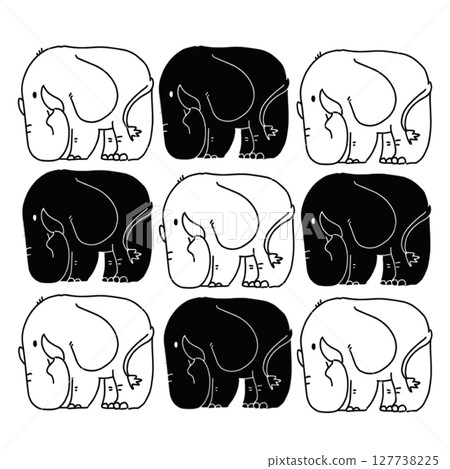 密集動物圖案:大象,黑色 密集動物圖案:大象,黑色 127738225