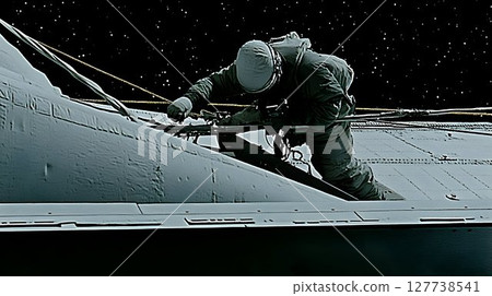 Astronaut spacewalk cinematic space exploration image Astronaut spacewalk cinematic space exploration image 127738541