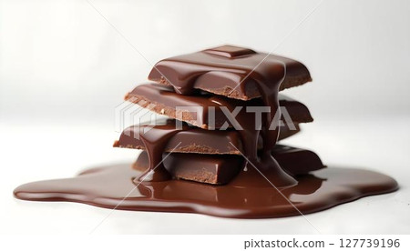 Warm chocolate is drizzled over a mound of chocolate, accentuating a delightfully indulgent treat 127739196