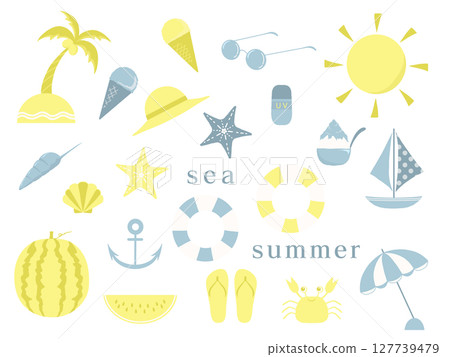 夏季海簡單插畫集 127739479