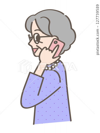 一個人在智慧型手機上說話的個人資料 127739589