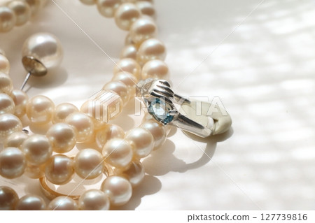 Image of stylish rings lined up Shop material 127739816