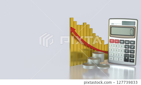 The Calculator and coins for Business concept 3d Rendering. 127739833