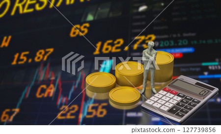 The Man and calculator for Business concept 3d Rendering. 127739856