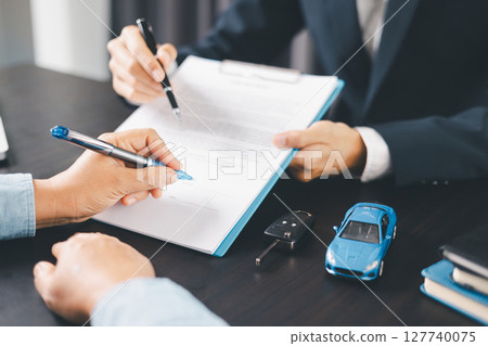 Concept business vehicle finance protection office plan investment buy sell car ensuring idea financial security. automobile agent hand protect purchase insurance and secure favorable loan deal. 127740075