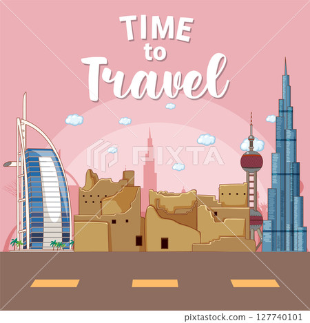 World Landmarks in Modern Vector Style 127740101
