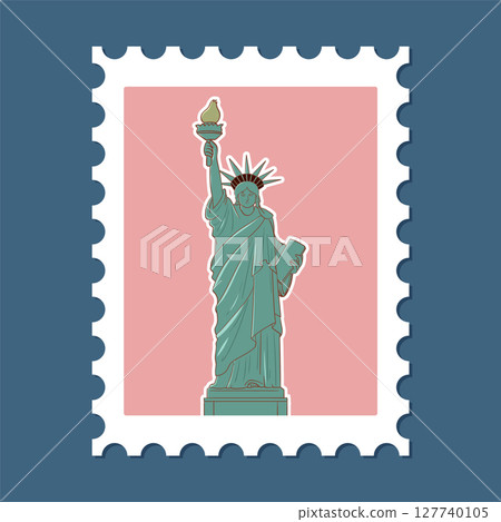 Statue of Liberty Vector Stamp Illustration 127740105