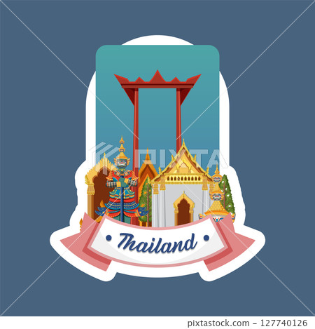 Thailand Landmarks Vector Illustration Sticker Thailand Landmarks Vector Illustration Sticker 127740126